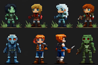 do 2d pixel art character sprite animation game assets