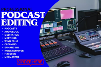 do audio editing, cleaning, fix, sync, mixing, repair, master, enhance podcasts