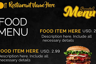 design food menu restaurant menu, drink menu with qr codes cafe, food flyer menu