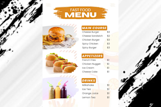 design food menu, bar menu, restaurant menu, digital menu, price list for you