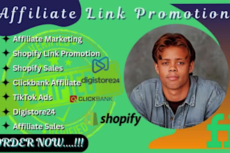 affiliate link promotion and marketing, shopify store, shopify digistore24 sales