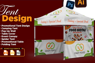 design custom canopy tent, pop up, roll up banner, table cover, trade show event