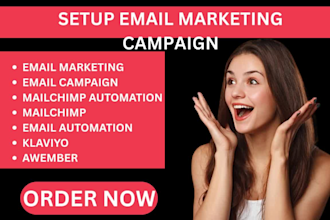 setup email marketing campaign via mailchimp aweber brevo zoho aweber or mailjet