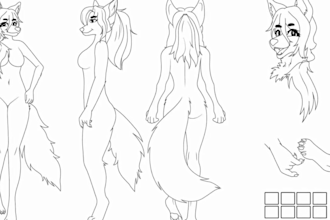 draw original furry fursona anthro reference sheet character, nsfw sfw furry art