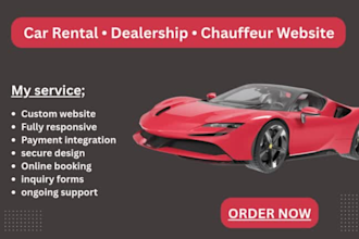 do car rental website, car dealership website and chauffeur car rental website