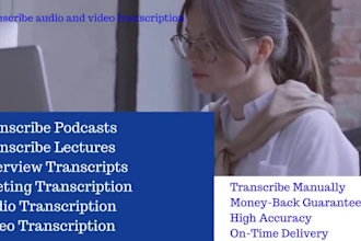 audio, video, podcast, webinar, interview transcription in 24 hours