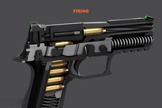 firearm 3d rendering,pistol model,ar 3d revolver gun animation,stop motion,cad3d