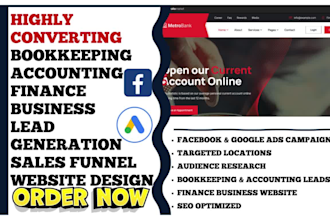 generate bookkeeping accounting finance leads and design website