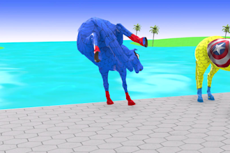 create 3d crossing fountain avengers cartoon for kids