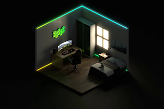 do a 3d isometric room