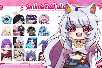 create animated chibi twitch emote and alert for vtuber