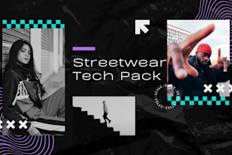 design streetwear hoodie, fashion clothing apparel tech pack flat sketch
