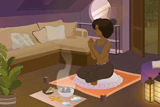 create relaxing sleep meditation video illustration