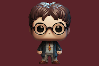 create cute 3d model cartoon style funko pop, miniatures, animal character
