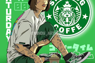 draw your photo into aesthetic, streetwear illustration
