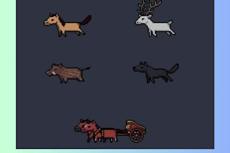 create pixel art character sprites, animated pixel  gifs, and game assets
