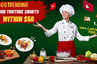 provide 400 trending food and health youtube shorts and manage your channel