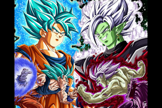 draw dragon ball, z, gt, super, heroes, daima, af or original characters for you
