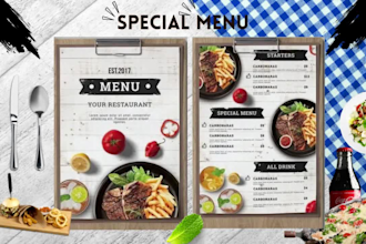 design amazing editable food restaurant menu