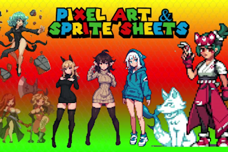 draw pixel art character, background, pixel art animations for game art
