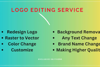edit, redesign, create, vectorize, update, and modify your logo