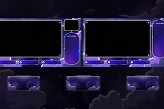 design custom animated twitch overlay, twitch logo, emotes, badges, panels alert