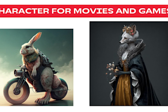 draw movie or game character design, concept art
