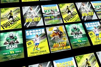 design all sports, american football, gym, fitness, boxing event flyer or poster