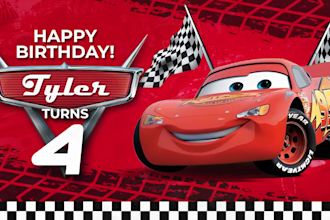 design a personalized birthday greet from lightning mcqueen