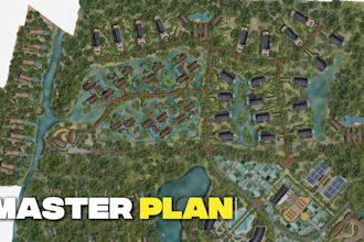 create 2d master plan, urban site, landscape architect, map illustration