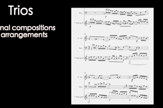 compose, arrange into sheet music for up to 7pcs ensemble