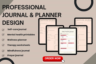 design journaling and mental health printable, self care journal template