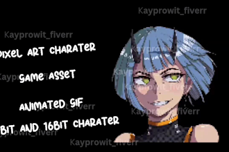 make a pixel art character, sprite sheet, pixel art animated gif, game asset