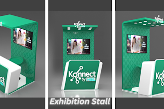 create an attractive 3d exhibition stalls, booth, stand, kiosk designs for you