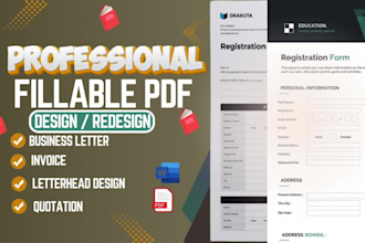 do custom invoice order form fillable pdf letterhead quotation template design