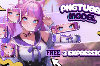 draw custom pngtuber for your streams in vtuber model live2d anime art style