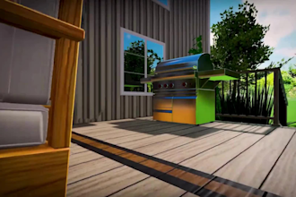 make a stunning 3d deck design, patio, and fireplace