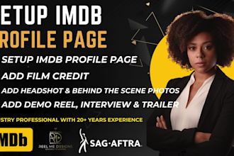 professionally set up your personal imdb profile page to showcase your talent