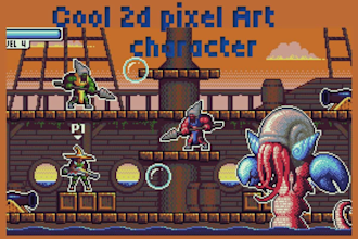 create detailed pixel art scenes, background for platformer, rpg or video games