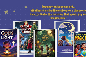 illustrate christian children story book illustration, cover art, picture book