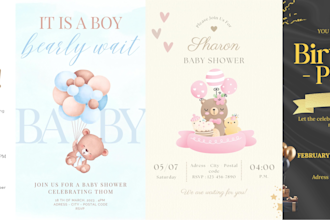 design custom invitations for birthdays, weddings, and baby shower