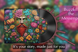 produce an artful custom song and animated social post