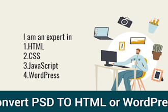 convert PSD to HTML or wordpress figma to HTML and more
