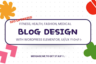 do fitness, health, medical, fashion blog website design in wordpress figma uiux