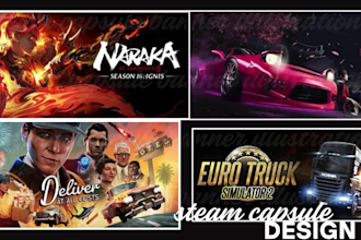 steam capsule game banner design,steam header cover art,steam artwork game logo