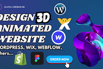 3d animated website 3d wordpress 3d webflow 3d shopify animation wix website