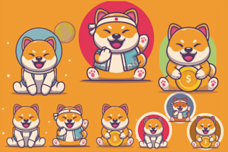 design meme crypto logo token coin sticker with animal