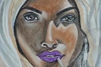 create a realistic hand drawn charcoal pencil portrait