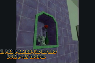 create ps1, ps2 and psx style low poly 3d character design for game