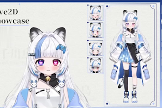 create live 2d vtuber model , live 2d rigging, live 2d, live streaming avatar